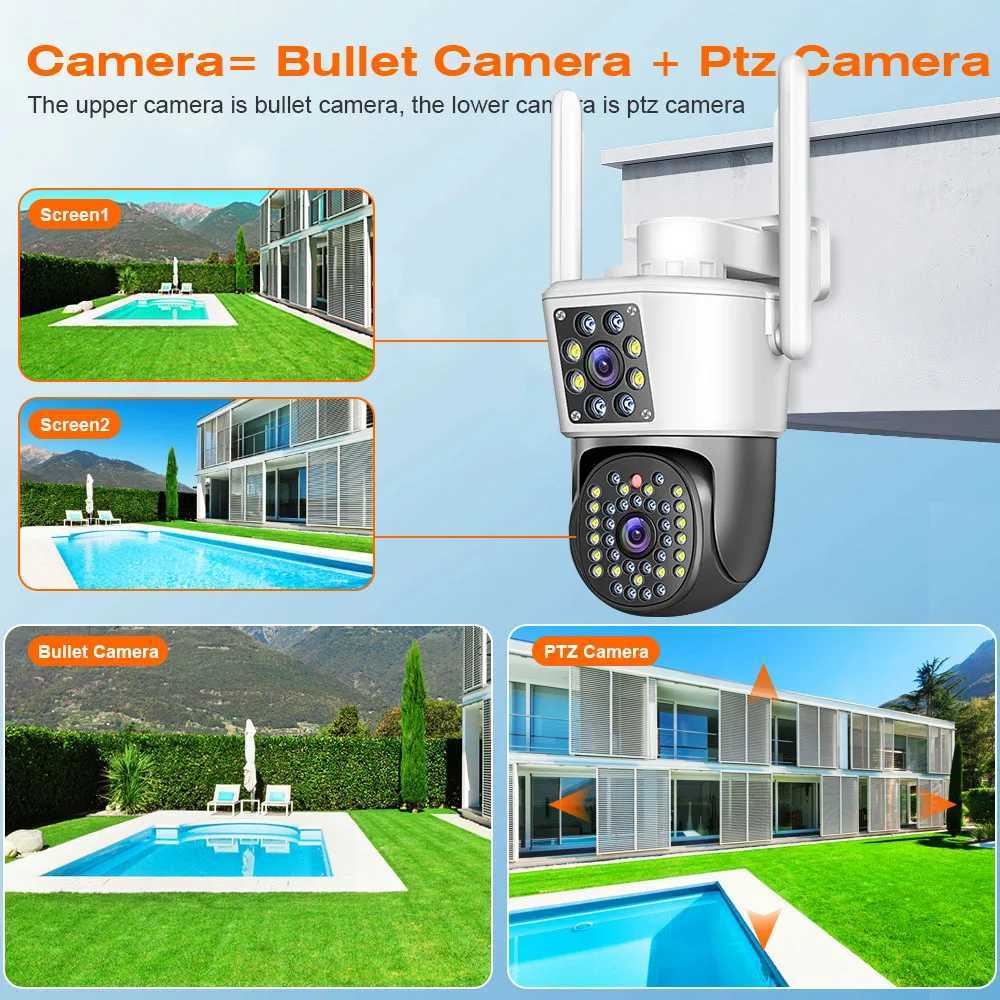 4K 8MP Wifi PTZ Camera Dual Lens IP CCTV Video Surveillance Camera Ai Human Detect Auto Tracking Night Vision Outdoor IPC360XJ241228