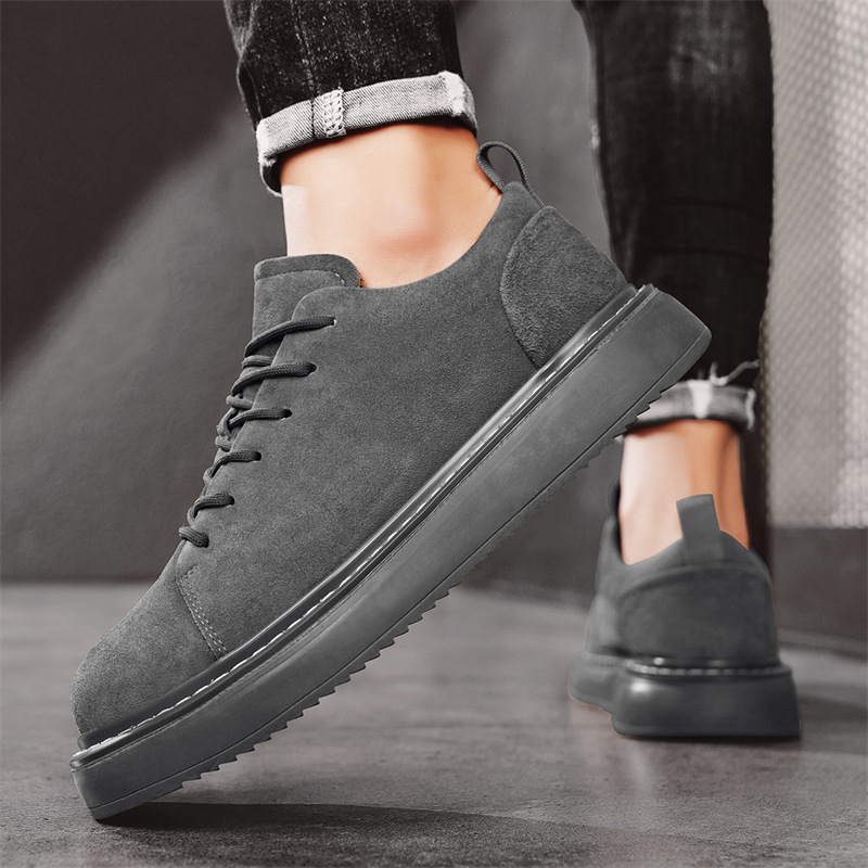 Men Casual Shoes Fashion Thick Sole Low-top Skateboard Shoes Versatile Simple Style Triple Black Brown Grey Khaki Free shipping