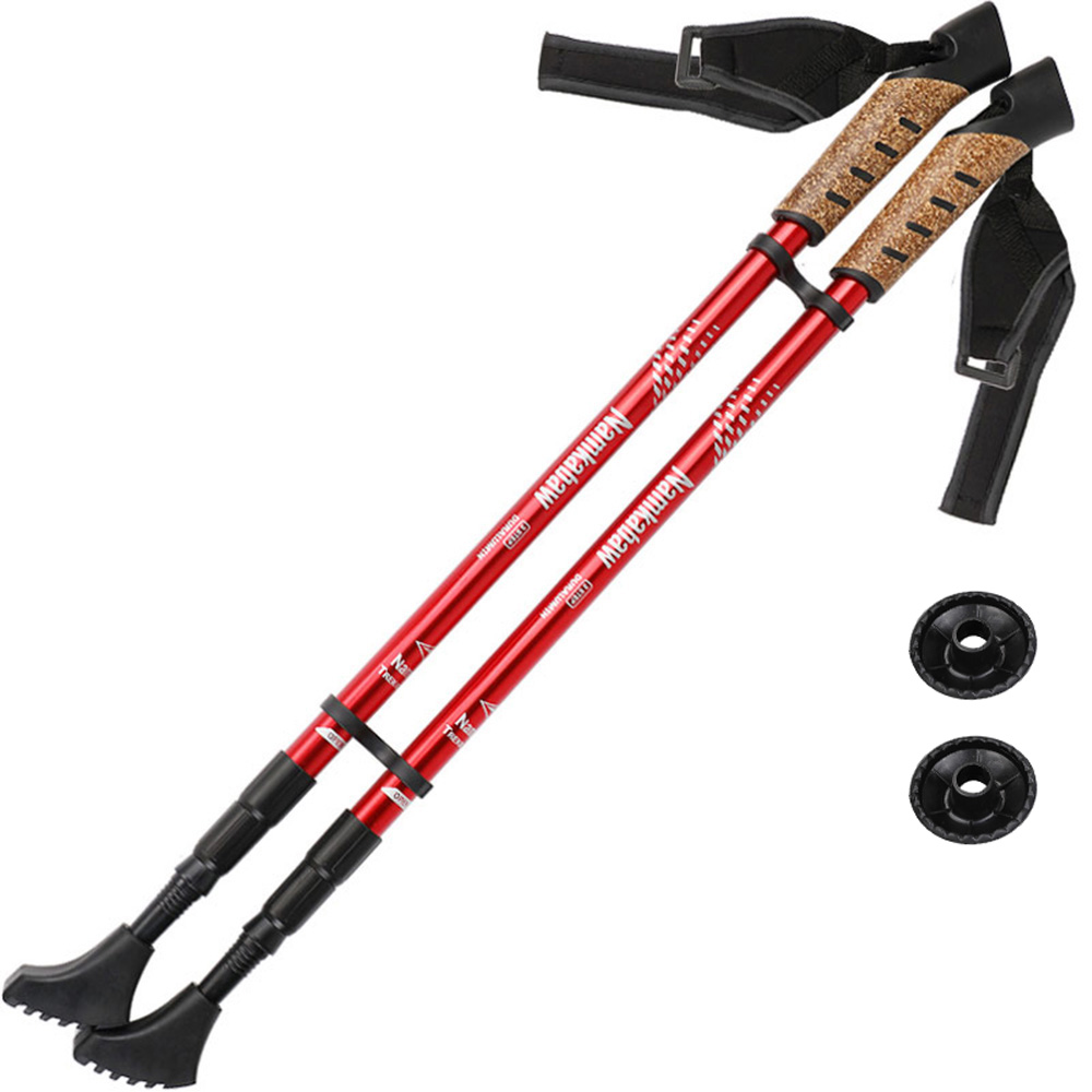 Three sections straight handle inner lock outdoor Nordic walking poles retractable walking poles 6061 aluminum alloy hiking cane wholesalers