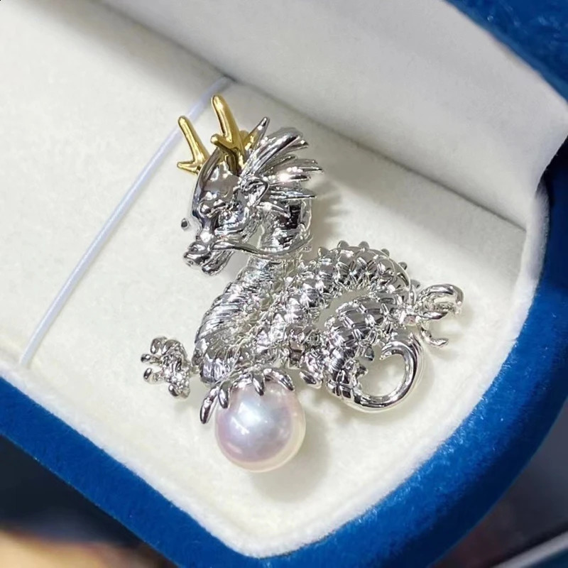 Dragon Year Zodiac Brooch Natural Freshwater Pearl Three-dimensional Silver Dragon Chinese Style Pearl Exquisite Gift n 241227