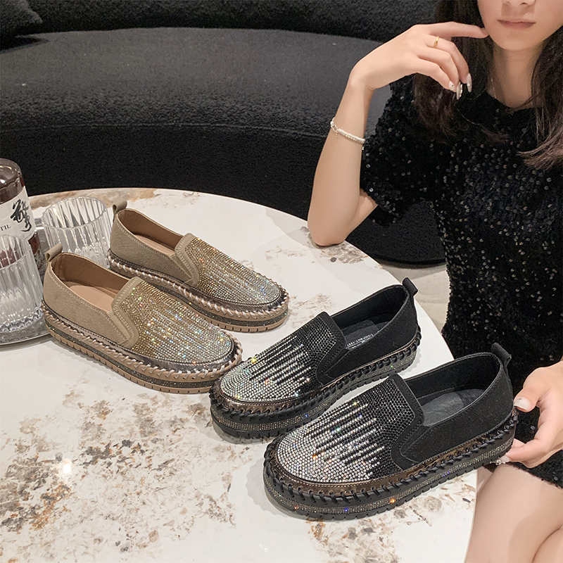 2025 New High Quality Women's Water Diamond Casual Shoes Shiny Flat Vulcanized Shoes Luxury Designer Thick Bottom Casual Shoes Comfortable outdoo