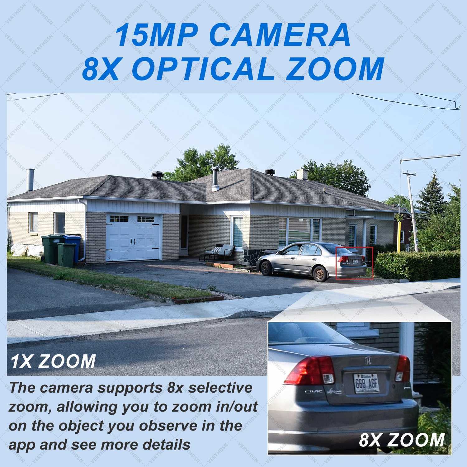 8K 15MP WiFi Outdoor Camera 8X Zoom Three Len Ai Motion Tracking PTZ 6K Video Camera Security Protection Waterproof SurveillanceXJ241228