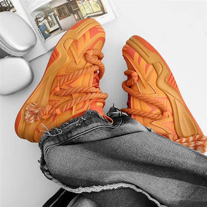 Trend ner Orange Shoes For Men Fashion Mens Casual Sneaker Streetwear Platform Skateboard Hip Hop 241223