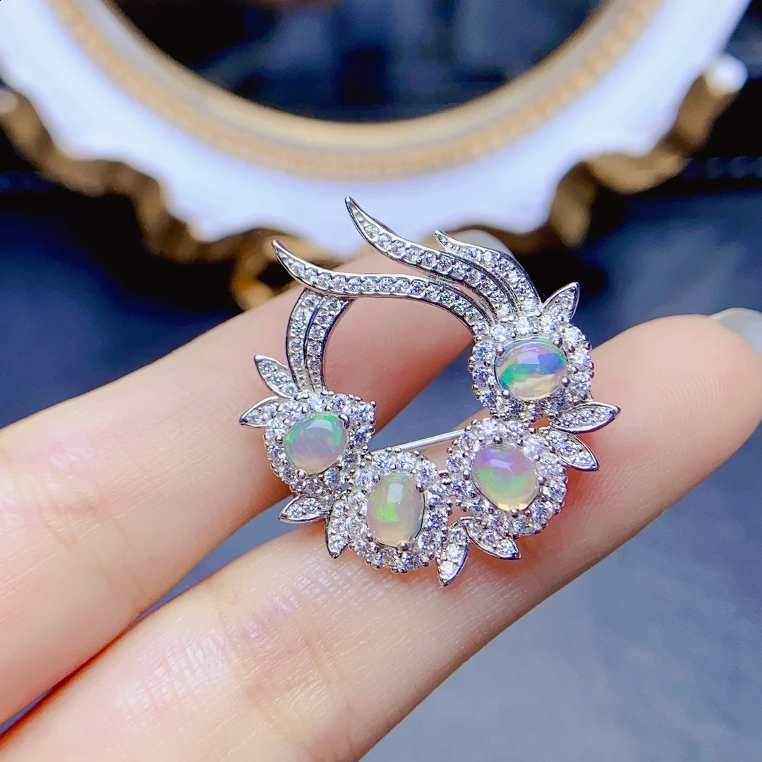 FS 4*5mmNatural Opal Brooch S925 Sterling Silver Fine Fashion Charm Weddings Jewelry for Women With Certificate 241227