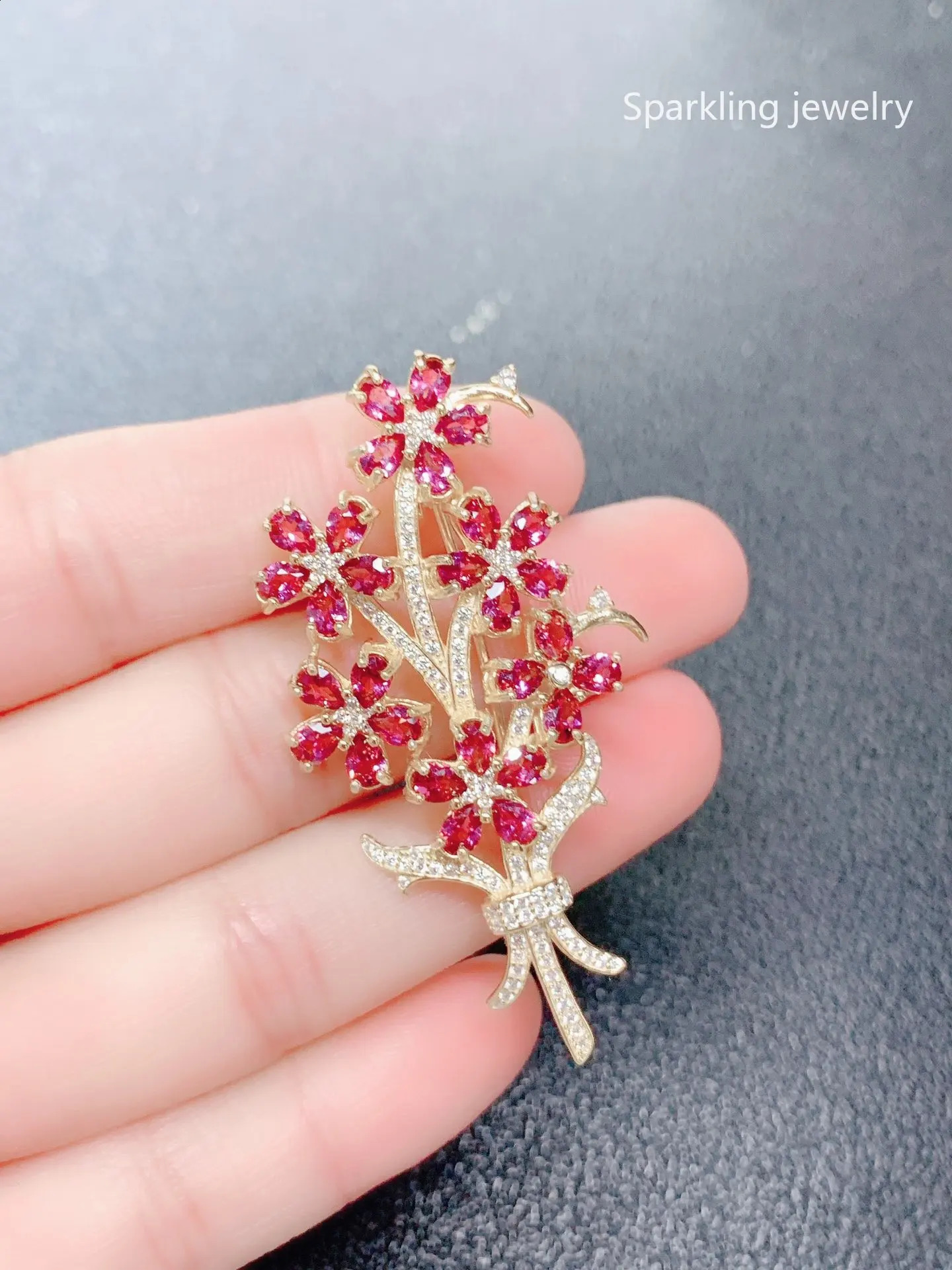 Natural Magnesium Aluminum Garnet Brooch Jewelry 925 Silver Womens Jewelry Fine Jewelry 241227