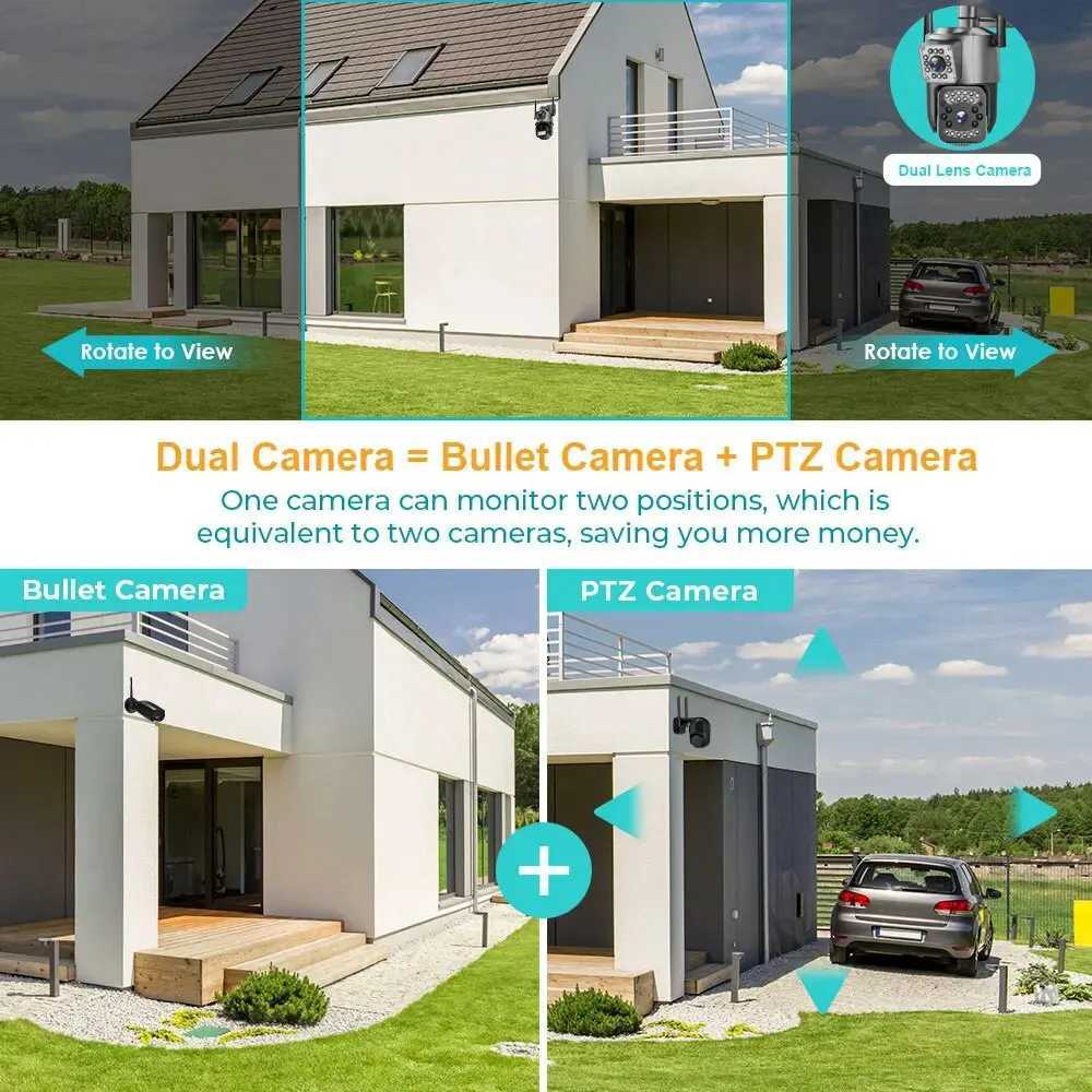 V380 Pro 4G Sim Card IP Camera 8MP Dual Lens PTZ Night Vision Outdoor Webcam Al Smart Home CCTV Security Protection MonitorXJ241228