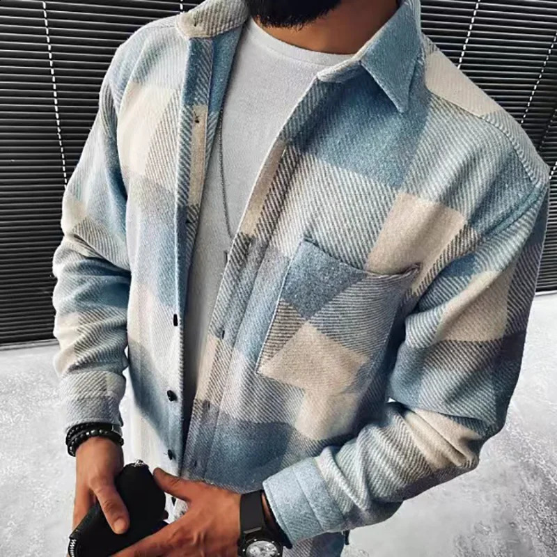 Vintage Men Plaid Shirt Oversize Fashion Loose Long sleeved Cardigan Tops Spring Autumn Casual Shirts Streetwear For Mens 241223