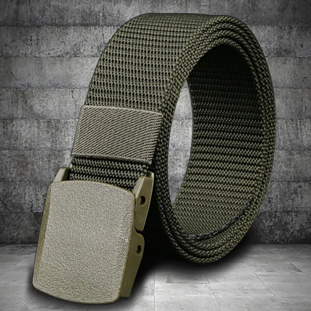 125cm Stylish Military Belt Adjustable Square Buckle Men Lightweight Outdoor Waist with Plastic for Pants 241225