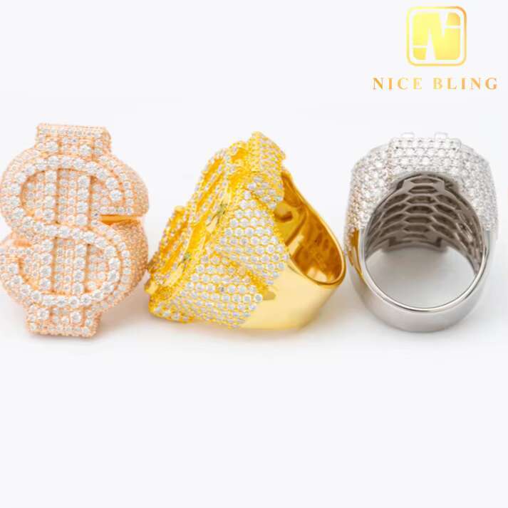 Fashion Custom Hip Hop Style Ring Iced Out VVS Moissanite Dia Jewelry Sterg Sier Rings Men Women