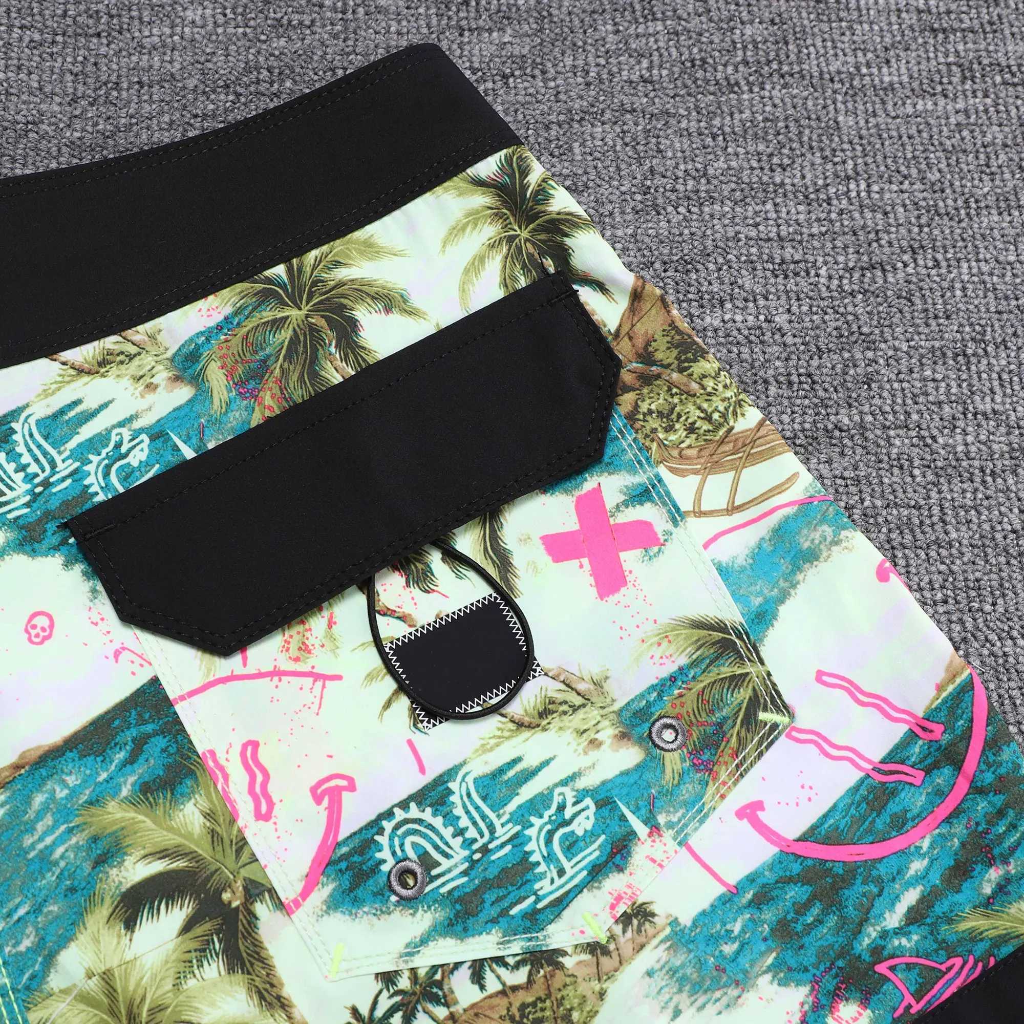 Mens swim trunks beach shorts Bermuda spandex quick drying surfboard high-quality four-way stretch waterproof mens swimsuit W241228