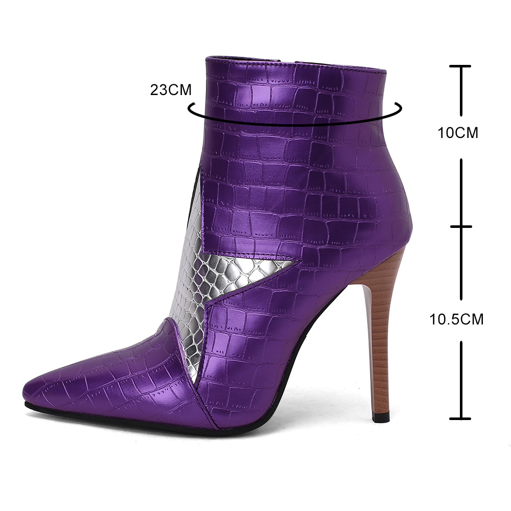 Sexy Thin Heel Ankle Boots Women Winter Stilettos Shoes Woman Pointed Toe High-Heeled Purple Pink Fashion Short Booties