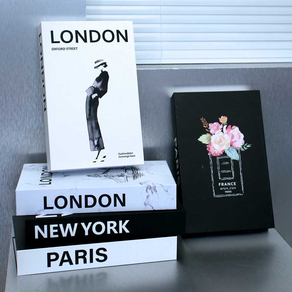 3Pcs/Set Fake Books Set for Decoration Coffee Table Ornaments Modern Home Decoration Luxury Faux Book Set London New York ParisXJ241228