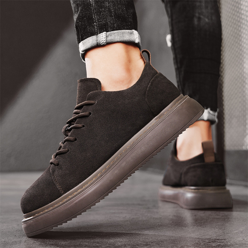 Men Casual Shoes Fashion Thick Sole Low-top Skateboard Shoes Versatile Simple Style Triple Black Brown Grey Khaki Free shipping