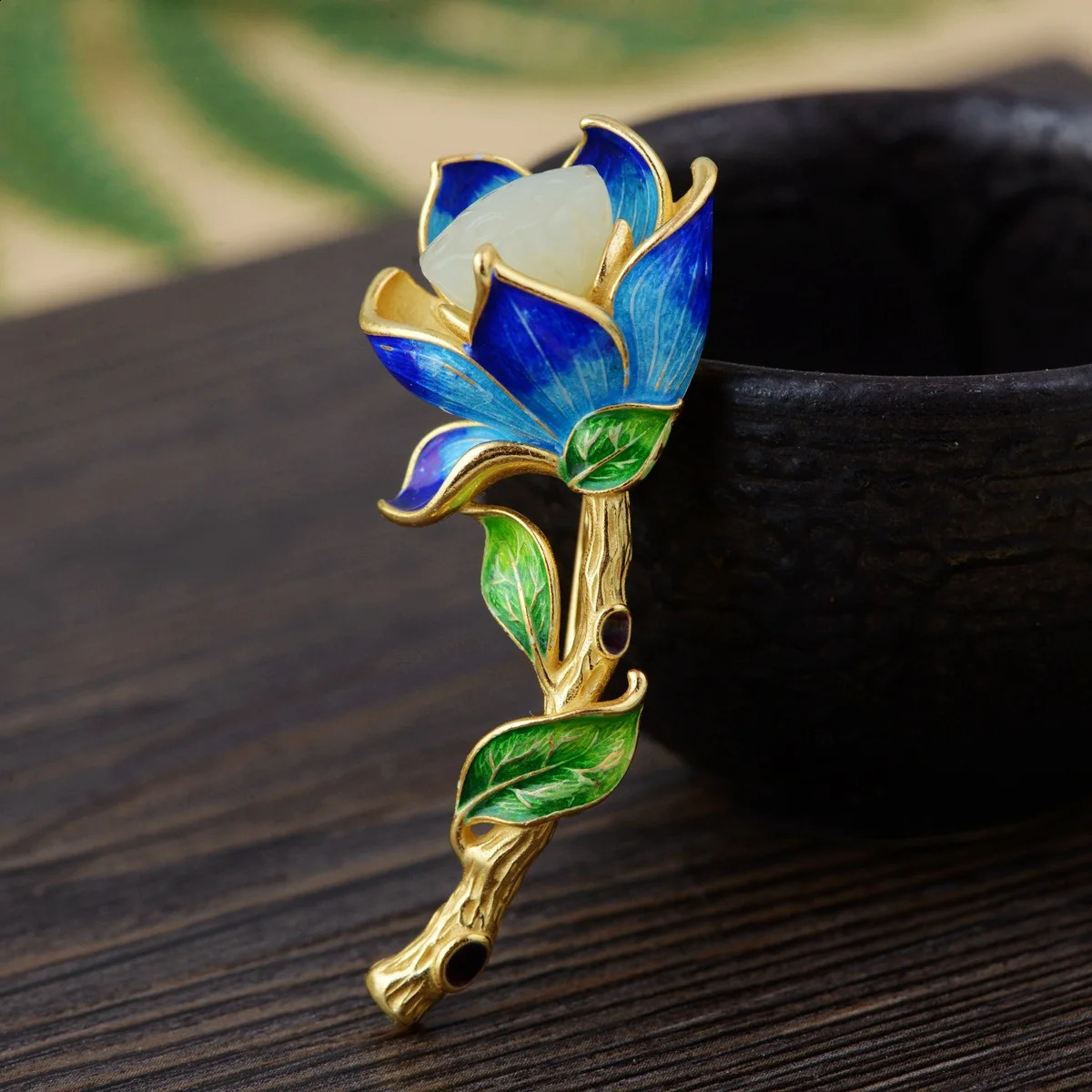 BOCIA 100% S925 Silver Female Models Inlaid With Natural Stones Lotus Pendant For Woman Delicately Burnt Blue Brooch 241227