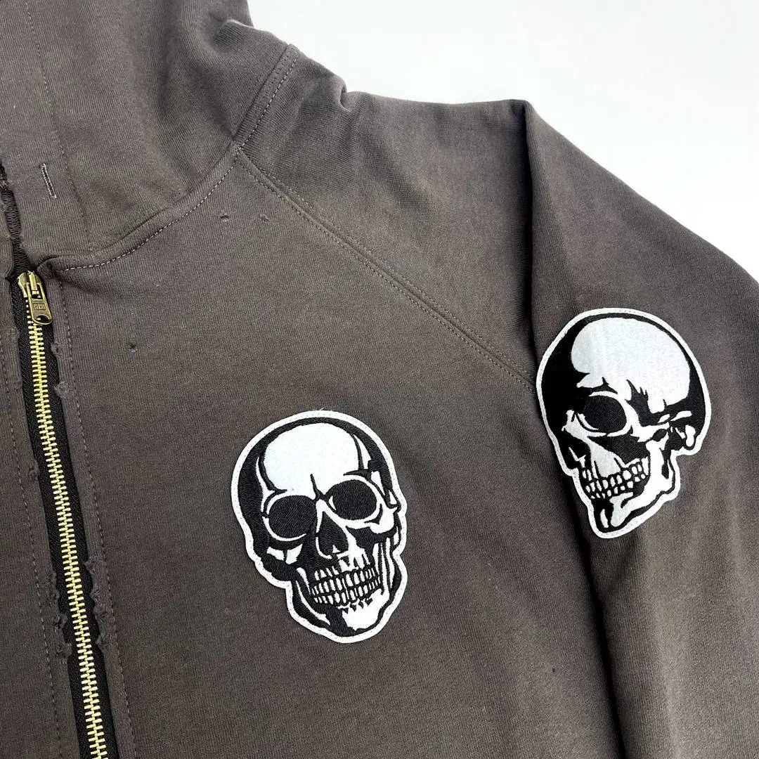 Skull Head Number Nine Face Pullover Hoodies Hoody hooded Sweatshirts velvet Cotton Thick Fleece Asian R086 241228