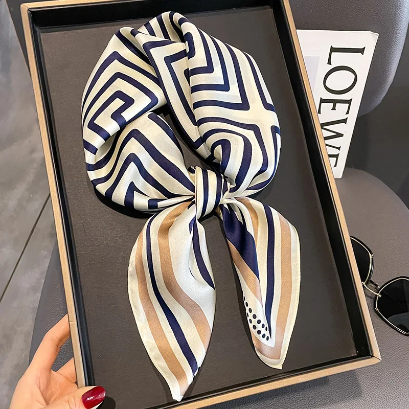 Neckerchief Spring Square Silk Scarf Women Shawl Ladies Neck Tie Wrist Wrap Hair Ribbon Headband Bandana 241228