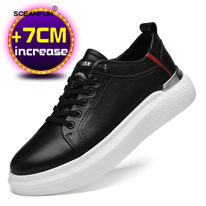 7cm height increasing men heightening casual elevator shoes man fashion lift sneakers sport genuine leather tall 241223