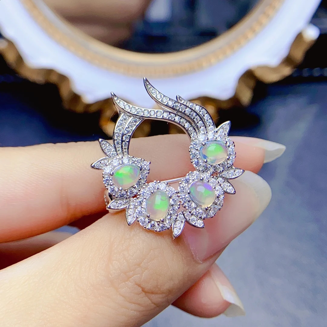 FS 4*5mmNatural Opal Brooch S925 Sterling Silver Fine Fashion Charm Weddings Jewelry for Women With Certificate 241227