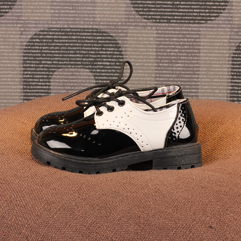 Boys Leather Shoes For Party Wedding Performance Show Stage Black Happysteps Children Youth Casual Flat Kids Patent Leather Shoes Soft Sizes US5C-US4Y