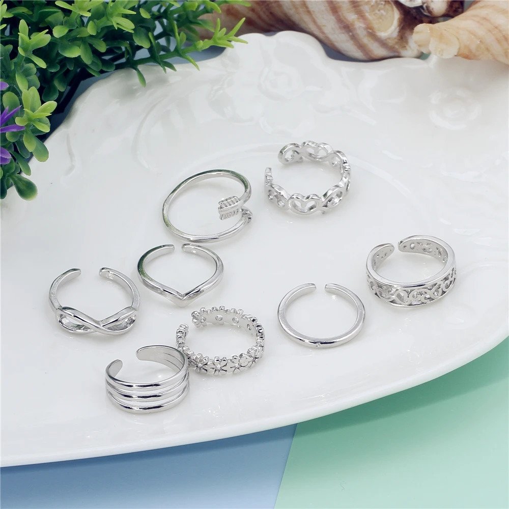 Fashion Toe Ring for Women Girl 18K Gold Plated Jewelry Small Size Adjustable Open Tail Stacking Rings Summer Beach Foot 241225