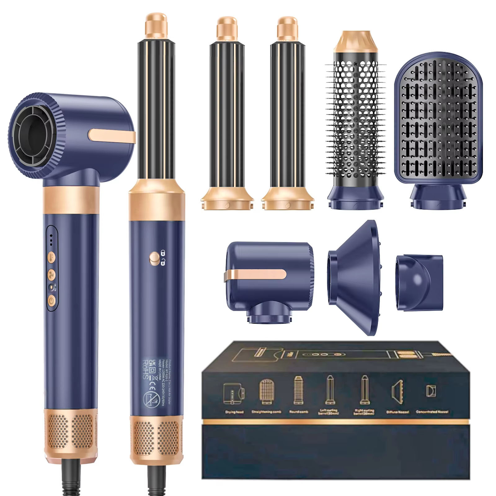 Blow Dryer 110000 RPM Hot Brush Styler Auto Air Curler For Curly 7 In 1 Multistyler Hair Styg Tool