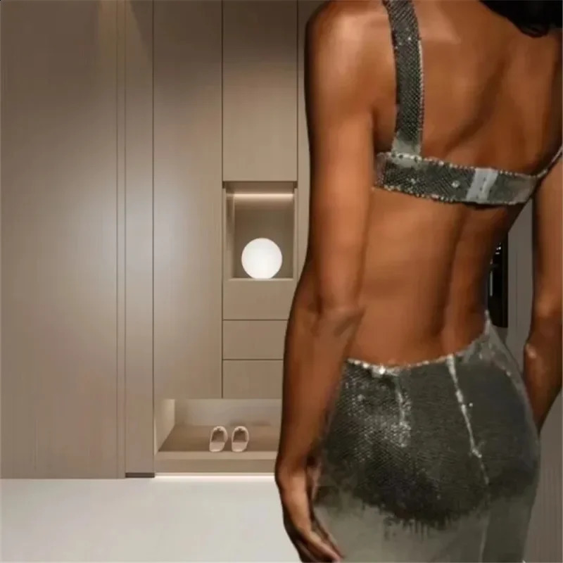 Slip Sequin Dress Woman Sleeveless Sliver Long Dresses For Women Bodycon Backless Sexy Midi Dress Glitter Prom Party Dress 241220