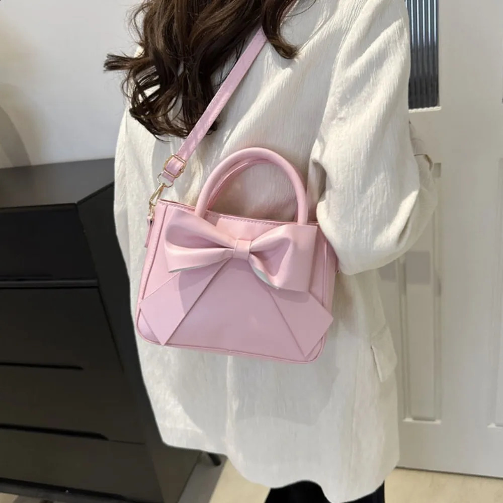 Trendy Bow Lady Shoulder Bag Handbag Solid Underarm Bag Daily Commuting Bag Casual Messenger Bag Sweet PU Leather Square Bag 241223