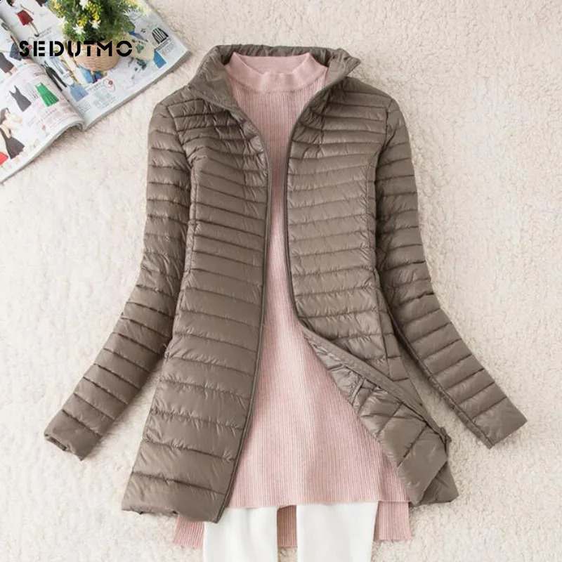 SEDUTMO Winter Long Women Down Jackets Ultra Light Duck Down Coat Thin Slim Black Puffer Jacket ED341 241228