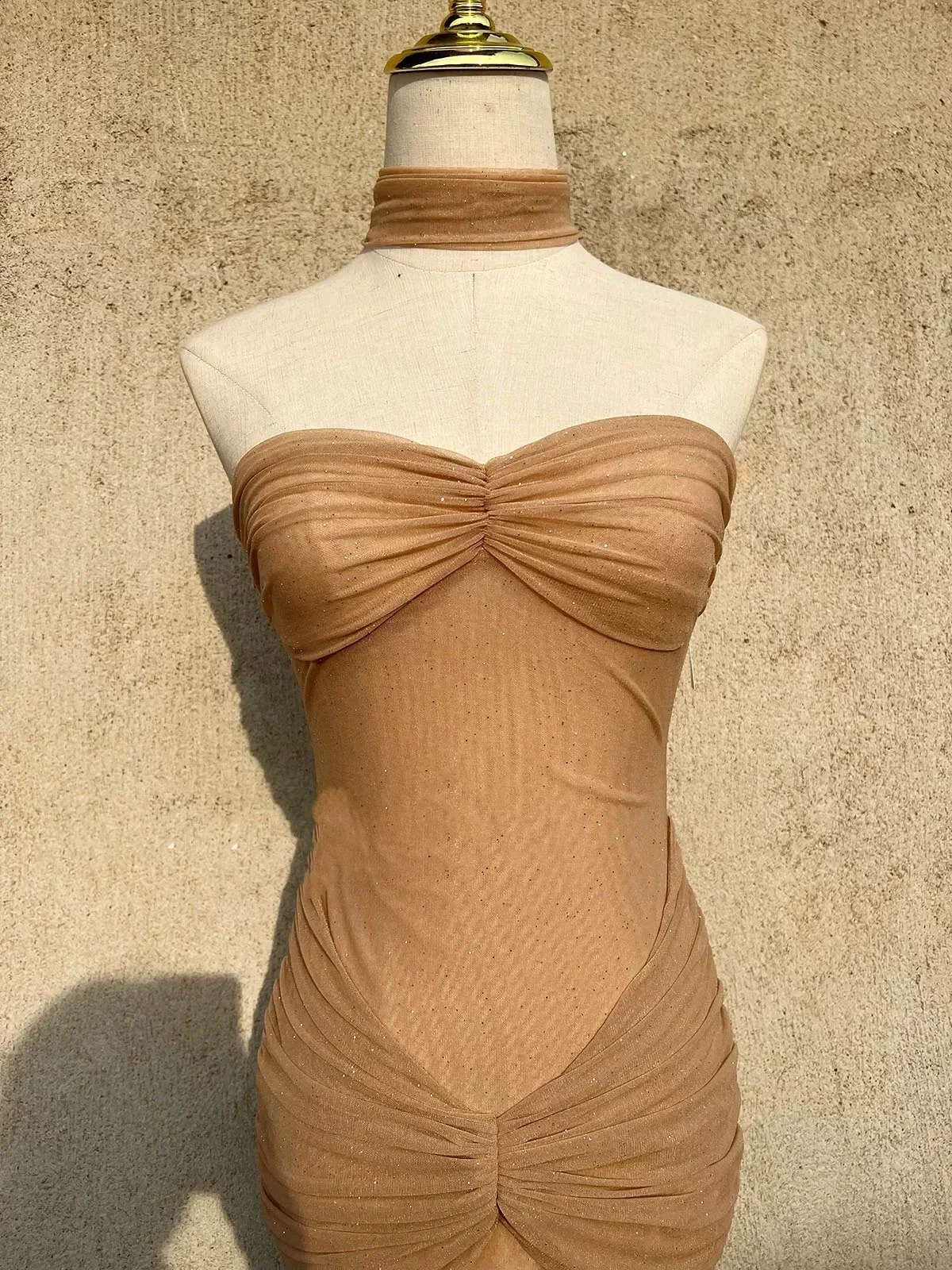 Sexy Shiny Tube Top Dress Elegant and Slim Backless Annual Party Dinner Long Dress 241220