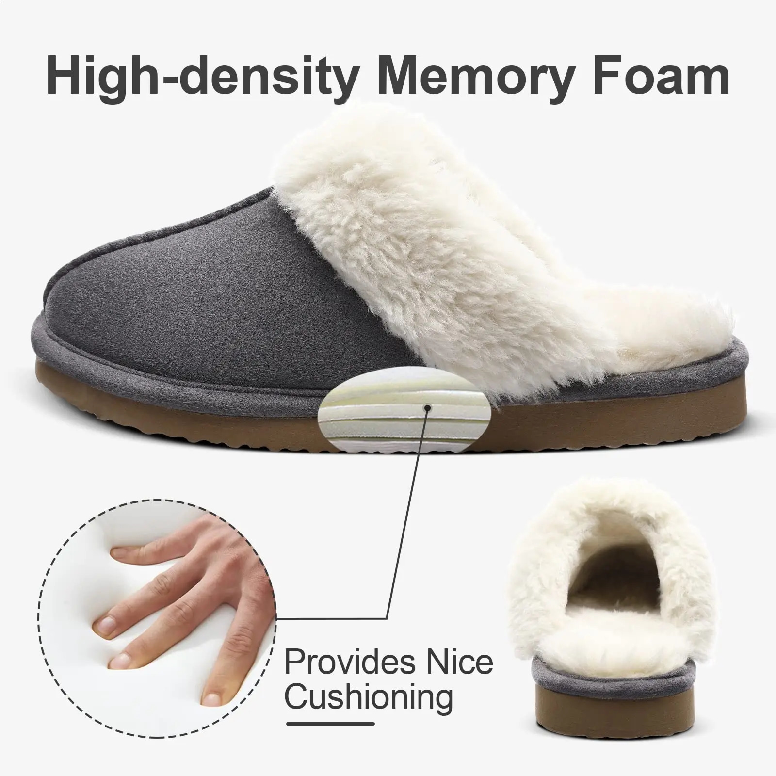 Evshine Fur Fuzzy Slippers For Women Winter Indoor Fluffy House Slipper With Fleece Lined Female Bedroom Plush Flat Cotton Shoes 241223