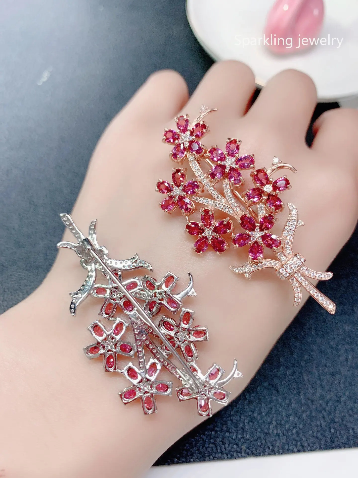 Natural Magnesium Aluminum Garnet Brooch Jewelry 925 Silver Womens Jewelry Fine Jewelry 241227