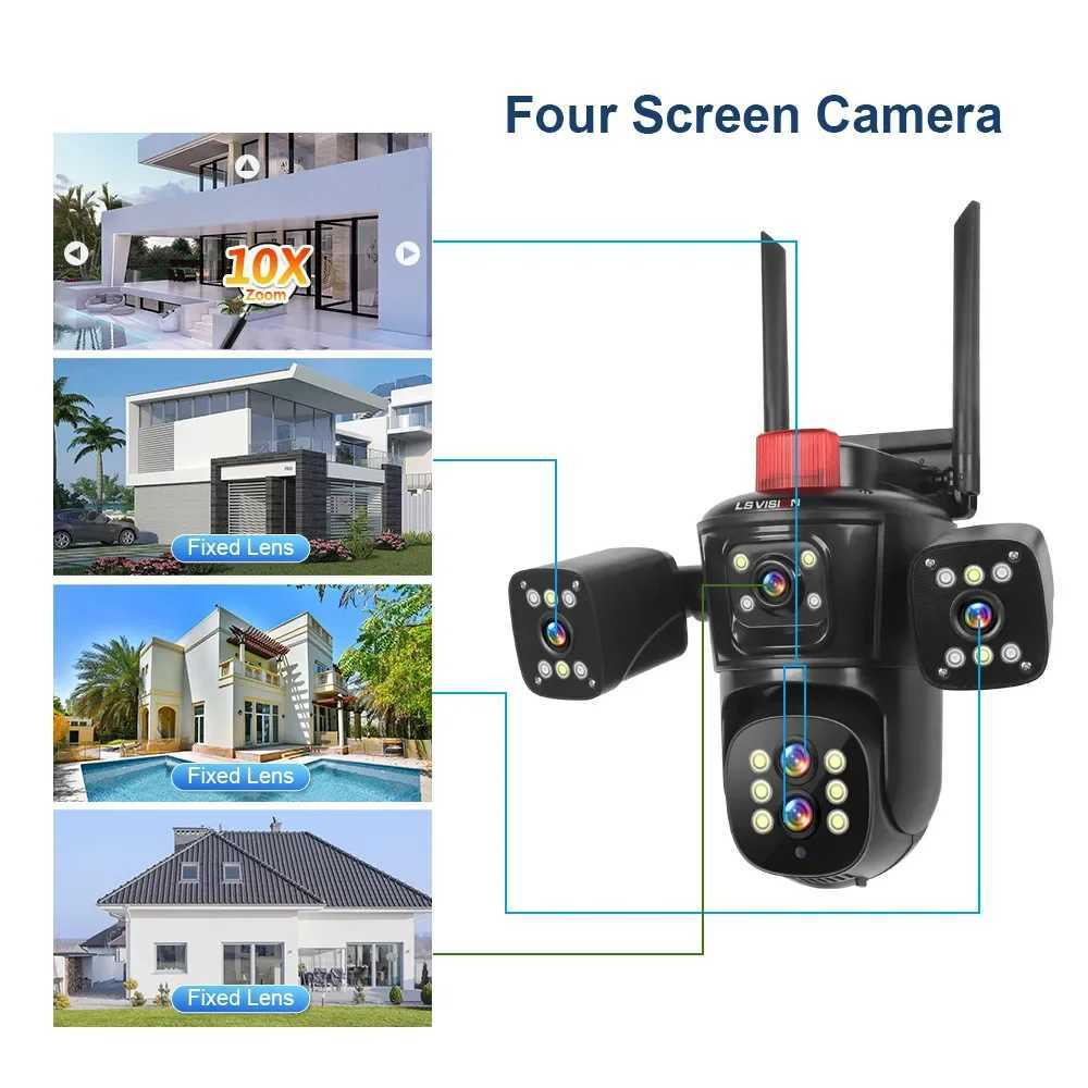 LS VISION 20MP Four Sns WiFi IP Camera Wireless Outdoor 10X Optical Zoom Five Lens PTZ Auto Tracking Waterproof CCTV CameraXJ241228