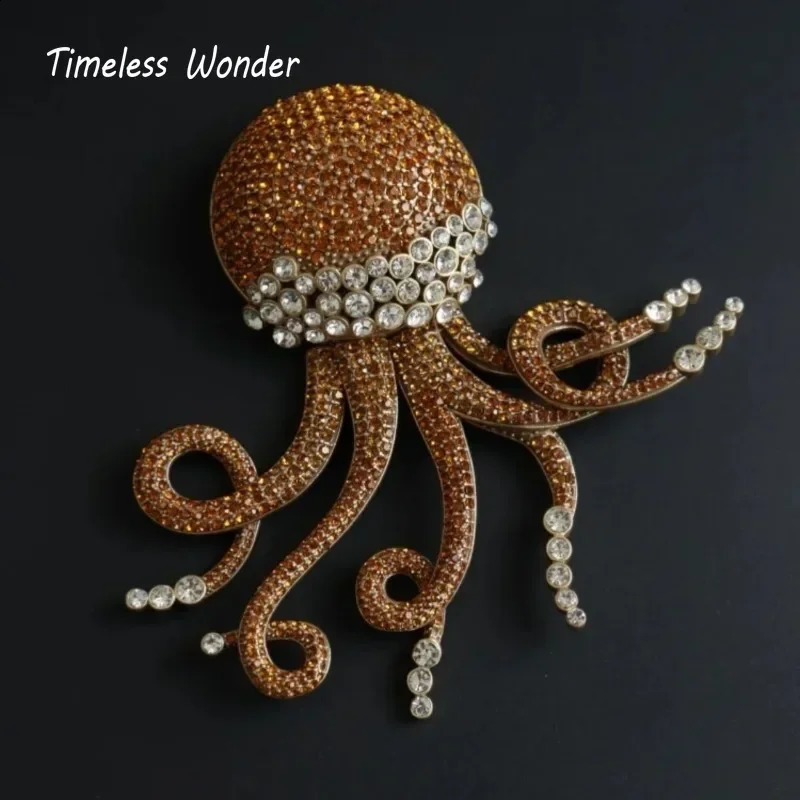 Timeless Wonder Retro Zircon Octopus Brooch Pins for Women Jewelry Runway Rare Gift Cute Top Rare Mix 5385 241227