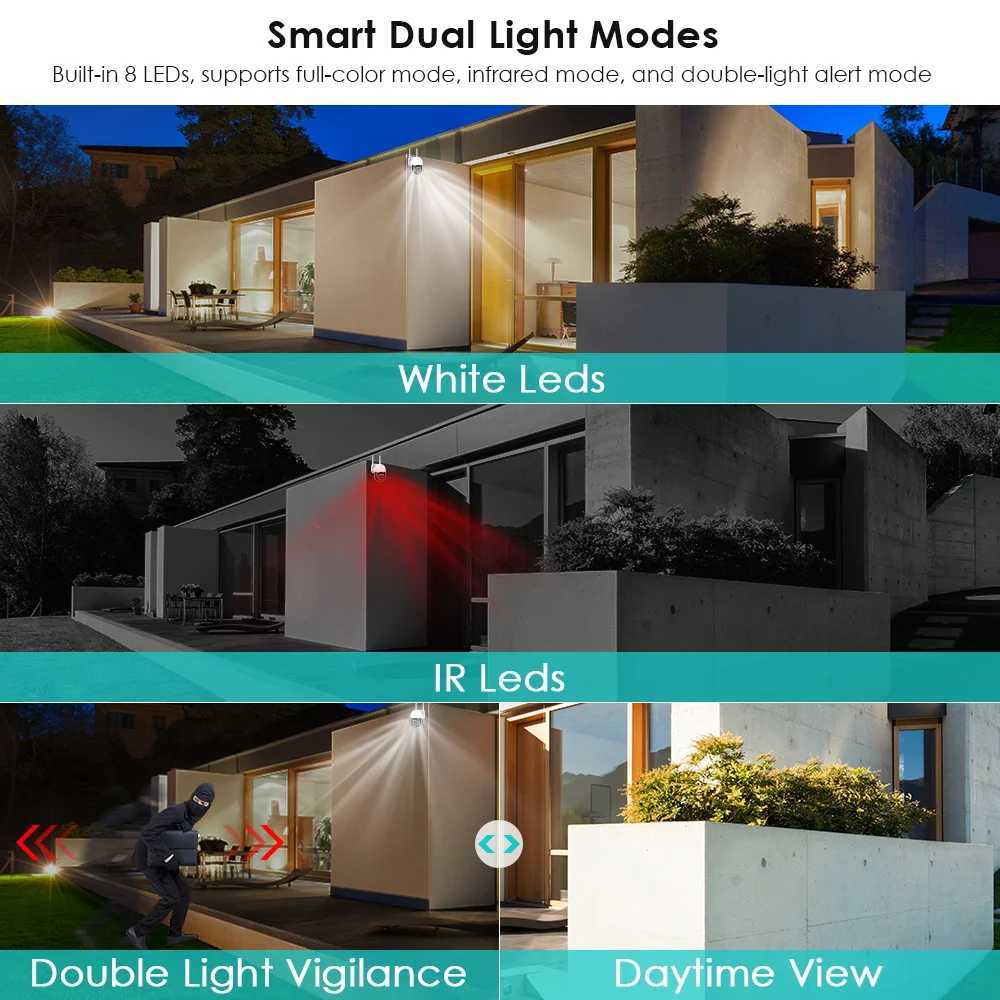 12MP 6K Outdoor WIFI Camera PTZ 8X Zoom Dual Lens PTZ Video Cameras 8MP 4K Auto Tracking Home Security CCTV Surveillance CamXJ241228