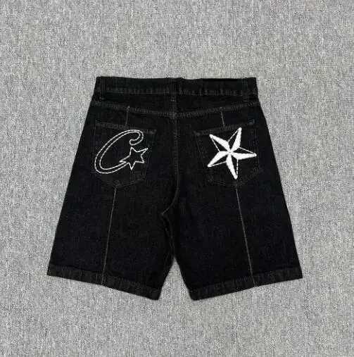 Summer Retro Denim Shorts for Men 2024 New Star Embroidered Hip Hop Sewing Street Washing Trendy Street Casual Sports Shorts W241228