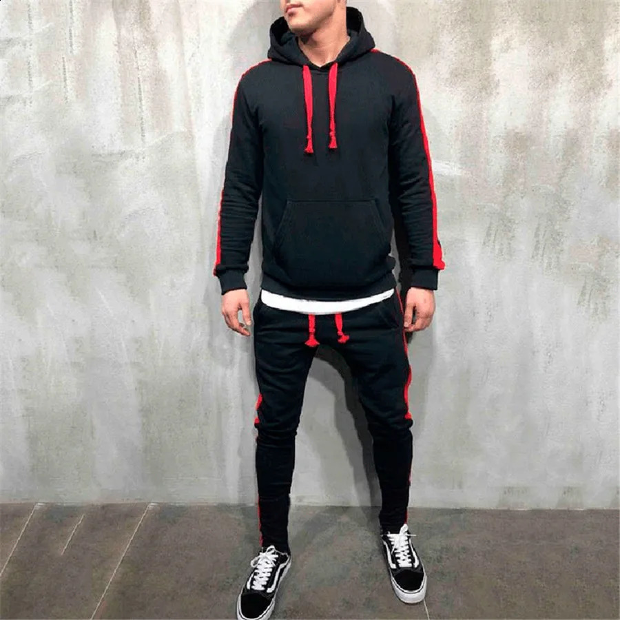 2024 Autumn Men Running Set Men Sport Suits Sportswear 2Pcs Tracksuit Sportswear Hoodies Sweatshirt Pant Suit Men Sports Set 241224