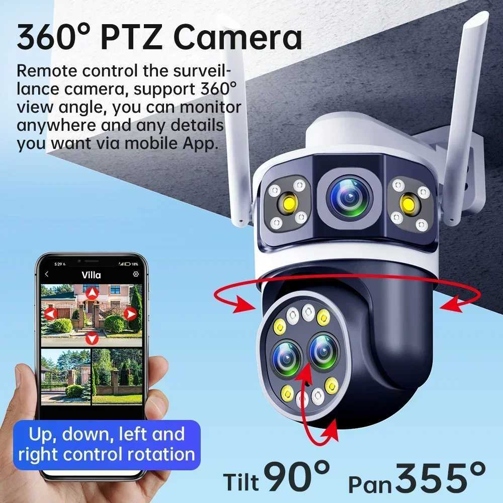 Outdoor WIFI Camera 6K 8MP Three Lens 10X Zoom PTZ Human Detection 4K 6MP Dual Sns WiFi IP Surveillance CCTV Security YooseeXJ241228