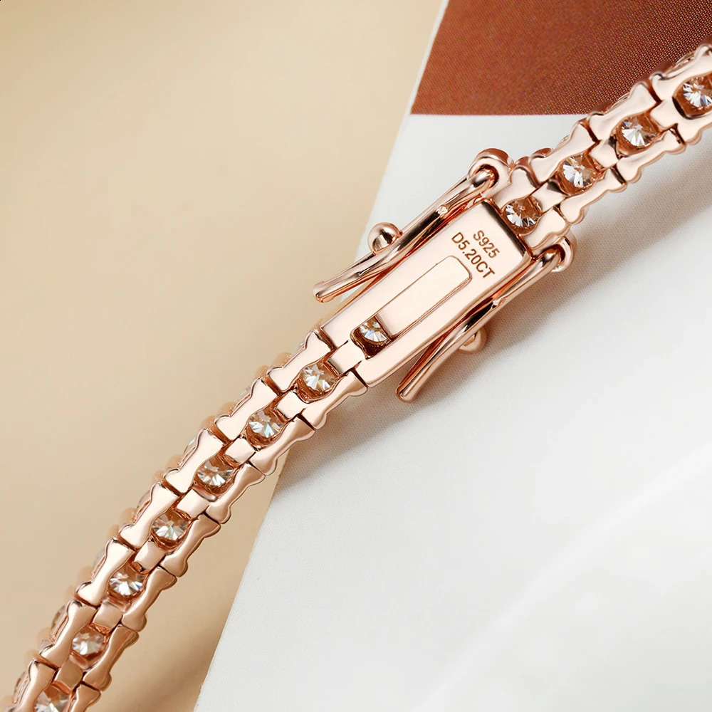 Serenity 3mm Rose Gold Color Tennis Bracelet For Women Man S925 Sterling Silver Sparkling Couples Bracelet Plated 18K 241227