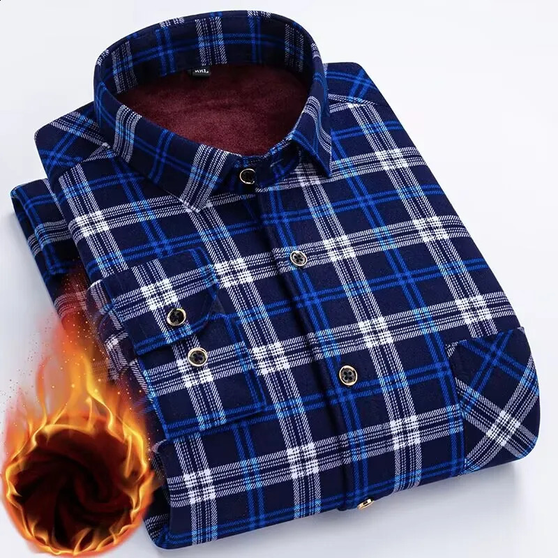 Autumn and winter mens double-sided fleece long-sleeved shirt non-ironing anti-wrinkle business casual fashion slim fit 241223