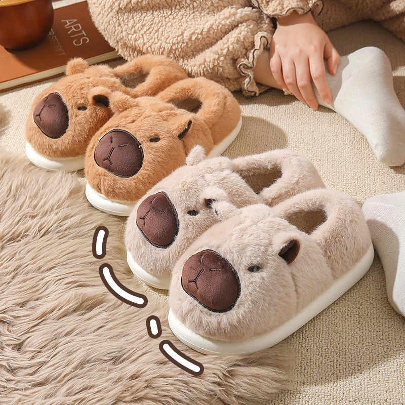 Plush Capybara Slippers Closed Toe Cute Slipon House Shoes Comfortable Furry Walking NonSlip For Indoor Bedroom 241223