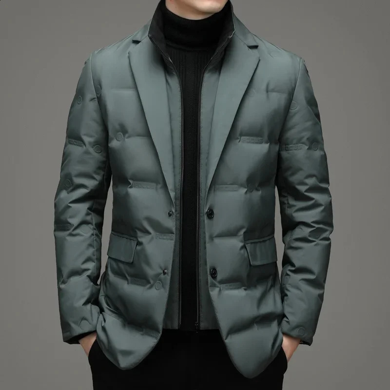 Top Grade Man Down Jacket 2023 Arrival Men Business Casual Classic Suit Collar 90 Gery Duck Coat Keep Warm parkas 241228