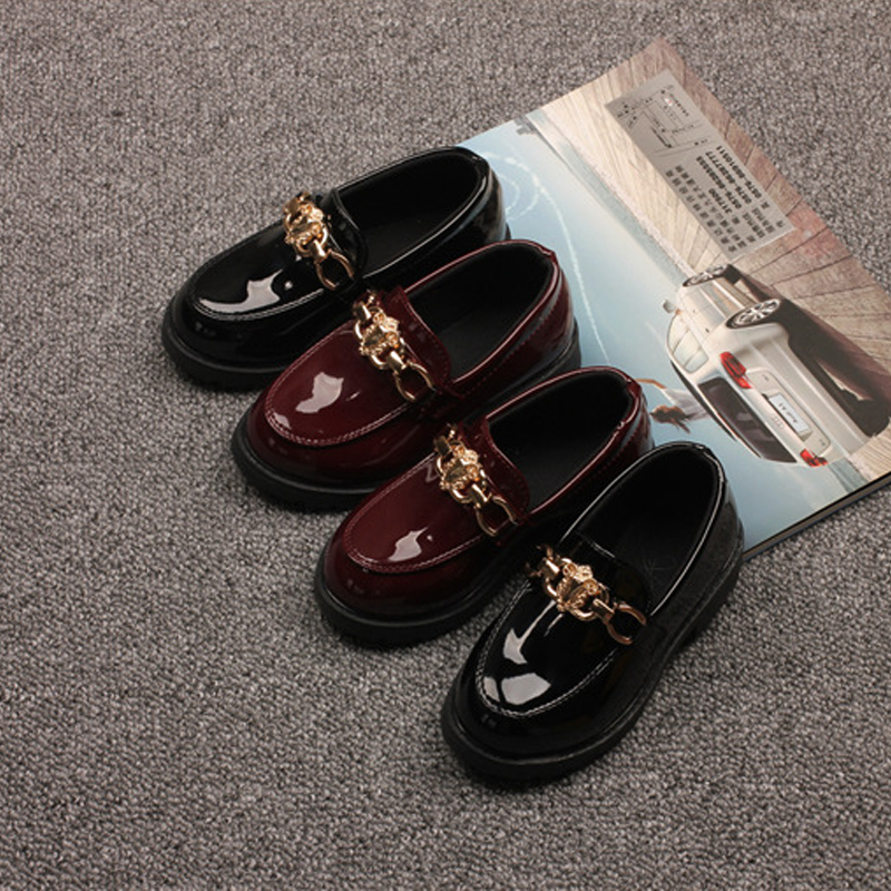 Kids Toddler Patent Leather Shoes British Style Children Slip on Loafers for Girl Boy Student Performance Shoes Sizes US5C-US5Y