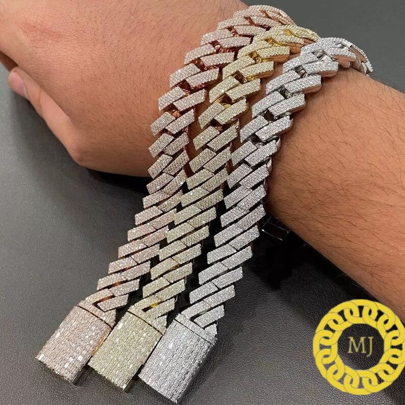 moissanite Cuban k Chain Custom chain Pendant Necklaces Pass Test Vvs Moissanite Dia Hip Hop Men Jewelry20mm