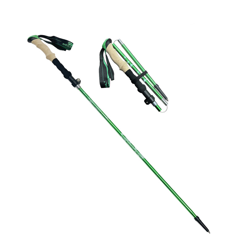 Five sections straight handle external lock outdoor hiking poles retractable walking poles 6061 aluminum alloy trekking poles factory direct sale whol