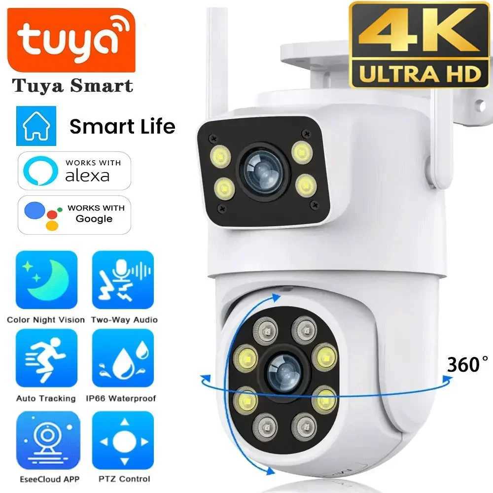 10MP Dual Lens Tuya Wifi Camera PTZ Outdoor 4K Wireless Dual Sn Security Camera Auto Tracking Monitoring Video SurveillanceXJ241228