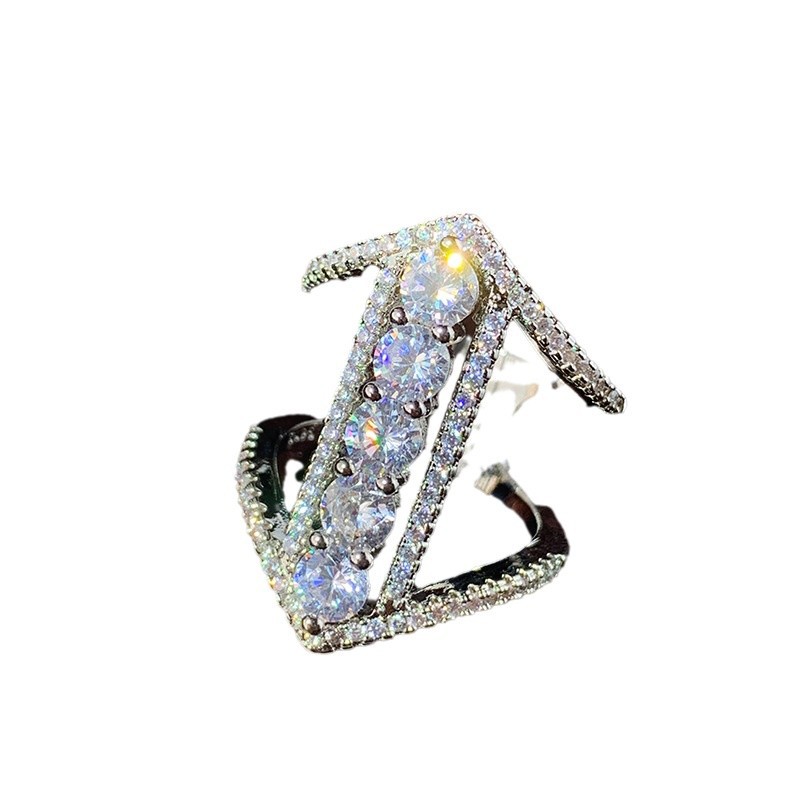 Ins Top Sell Wedding Rings Luxury Jewelry 925 Sterling Silver Row Drill Lab Moissanite Diamond Zircon Party Eternity Women Engagement Band Ring For Lo