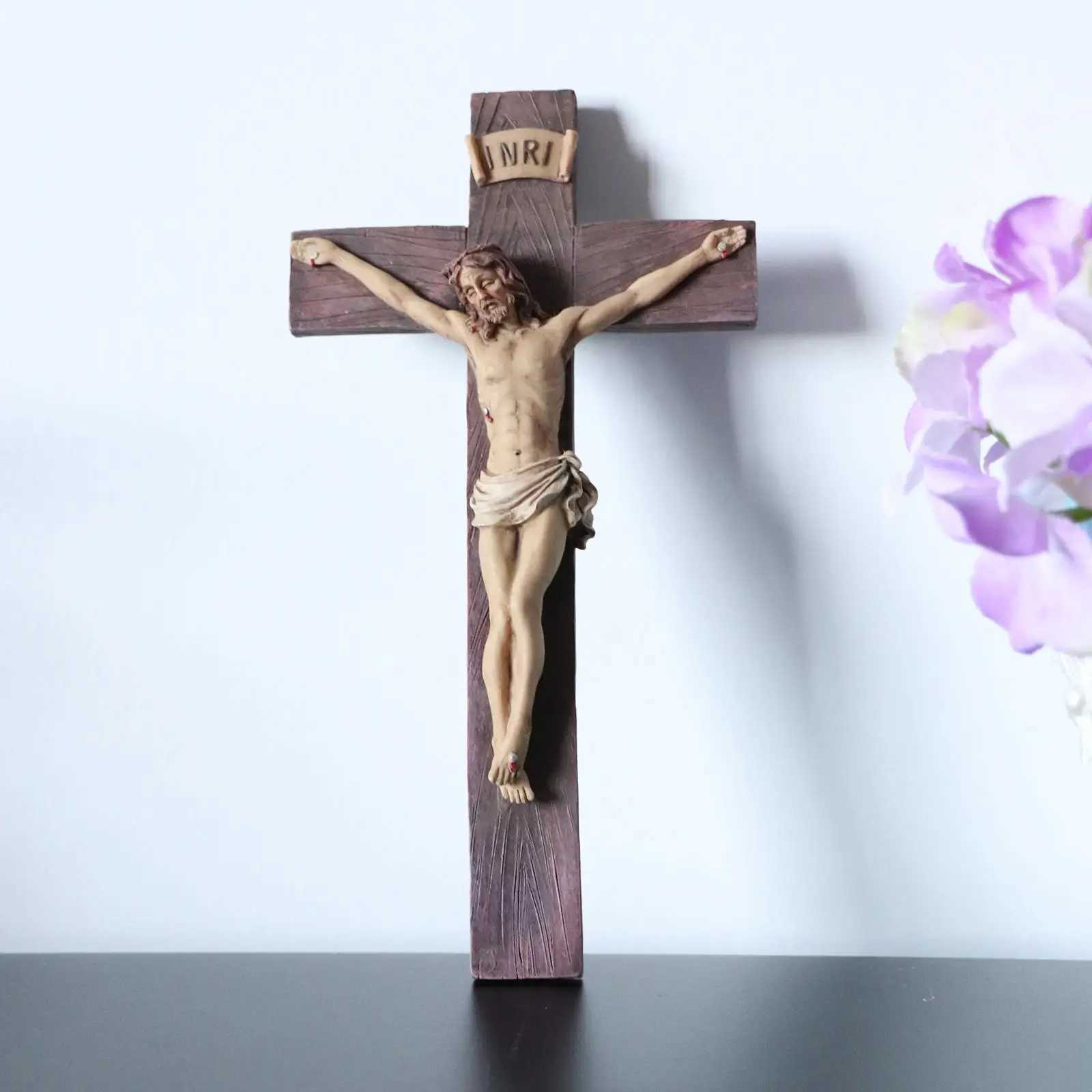 Resin Crucifix Jesus Christ Cross Statue Figurine Perfect Gifts for Car Home Chapel Decoration CollectiveXJ241228