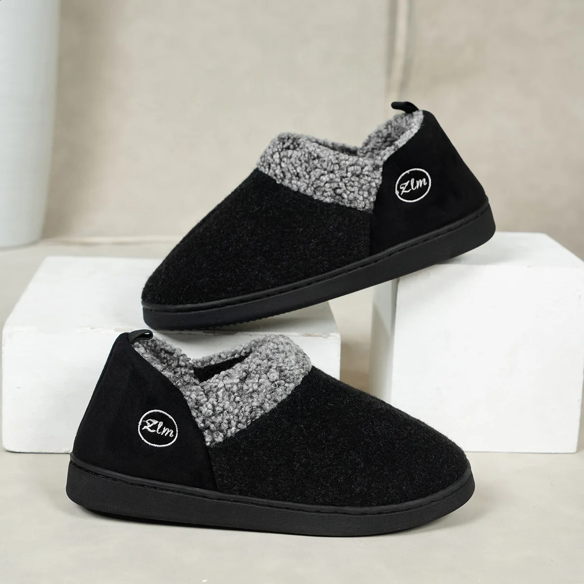 Kidmi Winter Fur Women Shoes Loafers Antiskid Outdoor Warm Cotton Soft Fleece Fuzzy Indoor Cozy House Slippers 241223