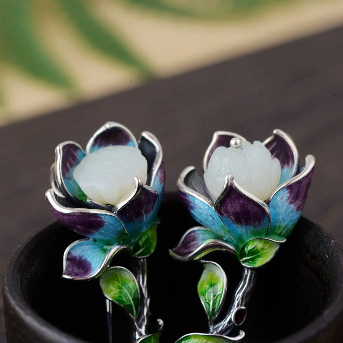 BOCIA 100% S925 Silver Female Models Inlaid With Natural Stones Lotus Pendant For Woman Delicately Burnt Blue Brooch 241227