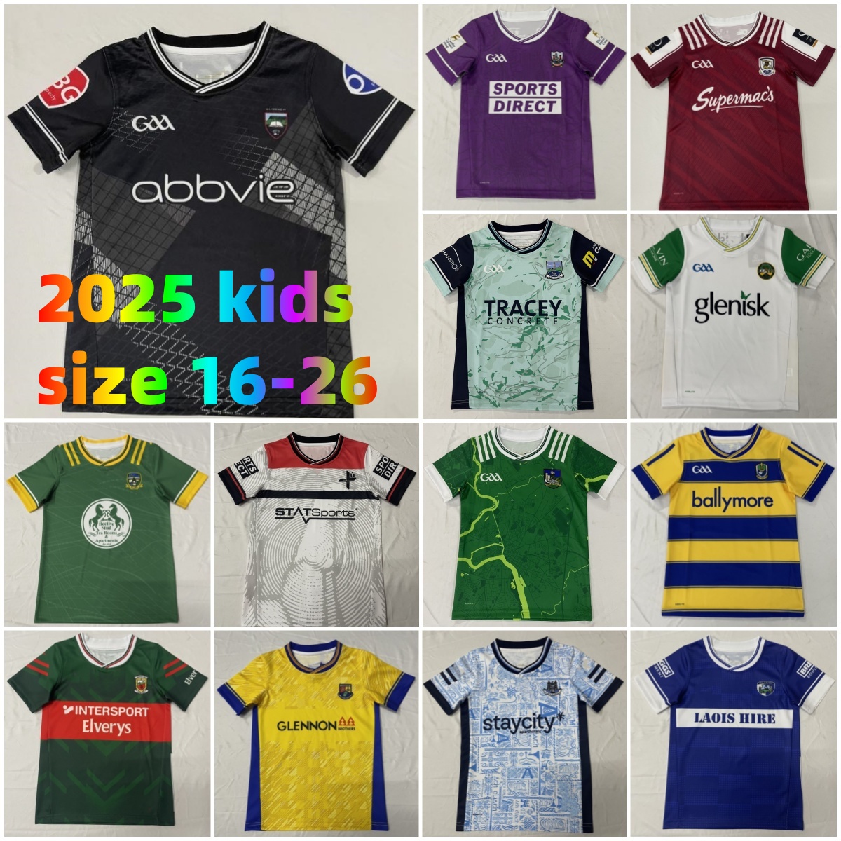 2024 2025 GAA Rugby kids jerseys Dublin Down Louth Antrim Wexford Wicklow Laois MAYO Hurling Derry Westmeath Limerick Cork Donegal Ireland Football shirts Fermanag